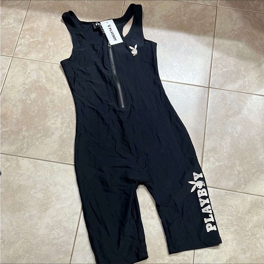 NWT Playboy Black Ladies Romper very sexy show off that body size Small